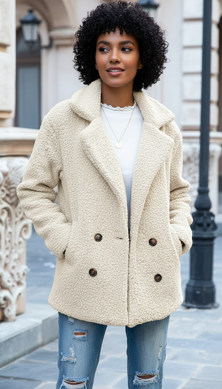 Harper's - Dames Teddybeer Fleece Stof Jas