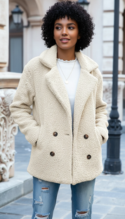 Harper's - Dames Teddybeer Fleece Stof Jas