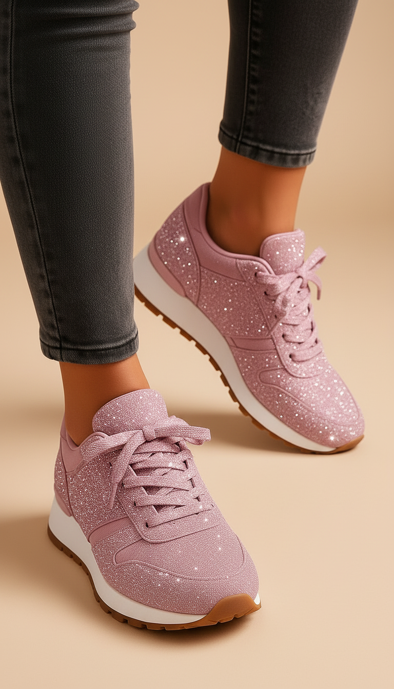 Valentino's - Dames Glitter Overlay Sneakers