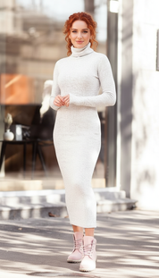 Lea's - Vrouwen Jurk met Hoge Col en Dijhoge Split