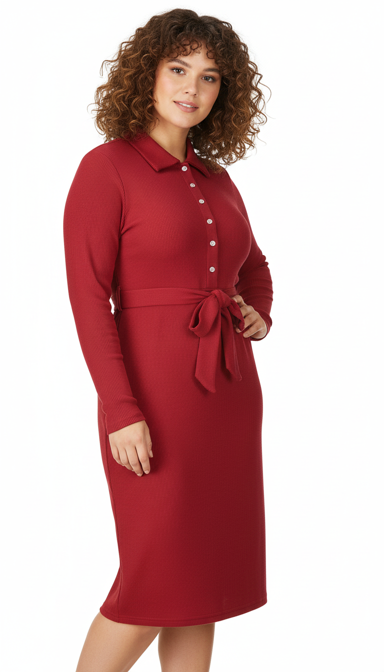 Georgeann's - Women Button-down front with matching belt Dress