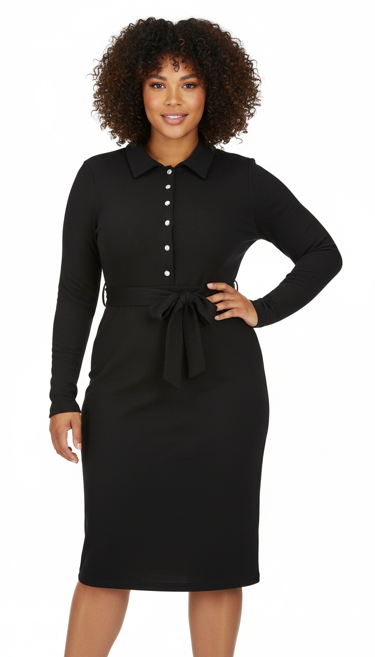 Georgeann's - Women Button-down front with matching belt Dress