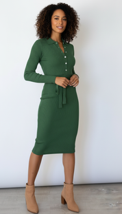 Georgeann's - Women Button-down front with matching belt Dress