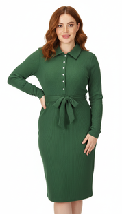 Georgeann's - Women Button-down front with matching belt Dress
