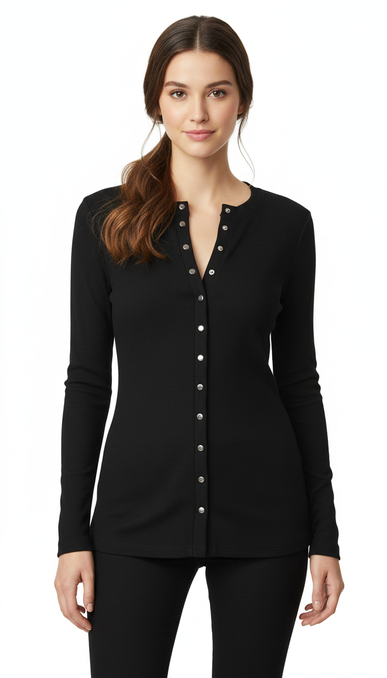 Shiann's - Vrouwen Ribgebreide Henley Bodysuit