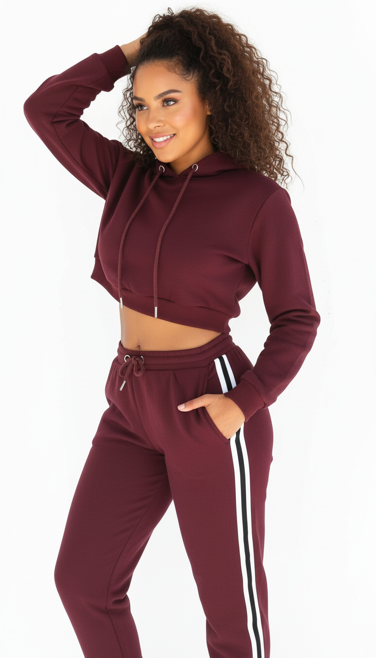 Sandi's - Trendy Cropped Hoodie Trainingspak Set voor Dames
