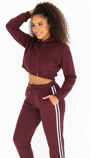 Sandi's - Trendy Cropped Hoodie Trainingspak Set voor Dames