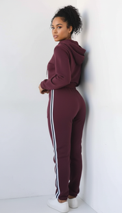 Sandi's - Trendy Cropped Hoodie Trainingspak Set voor Dames