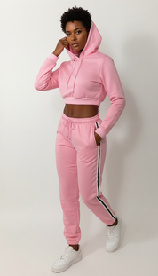 Sandi's - Trendy Cropped Hoodie Trainingspak Set voor Dames