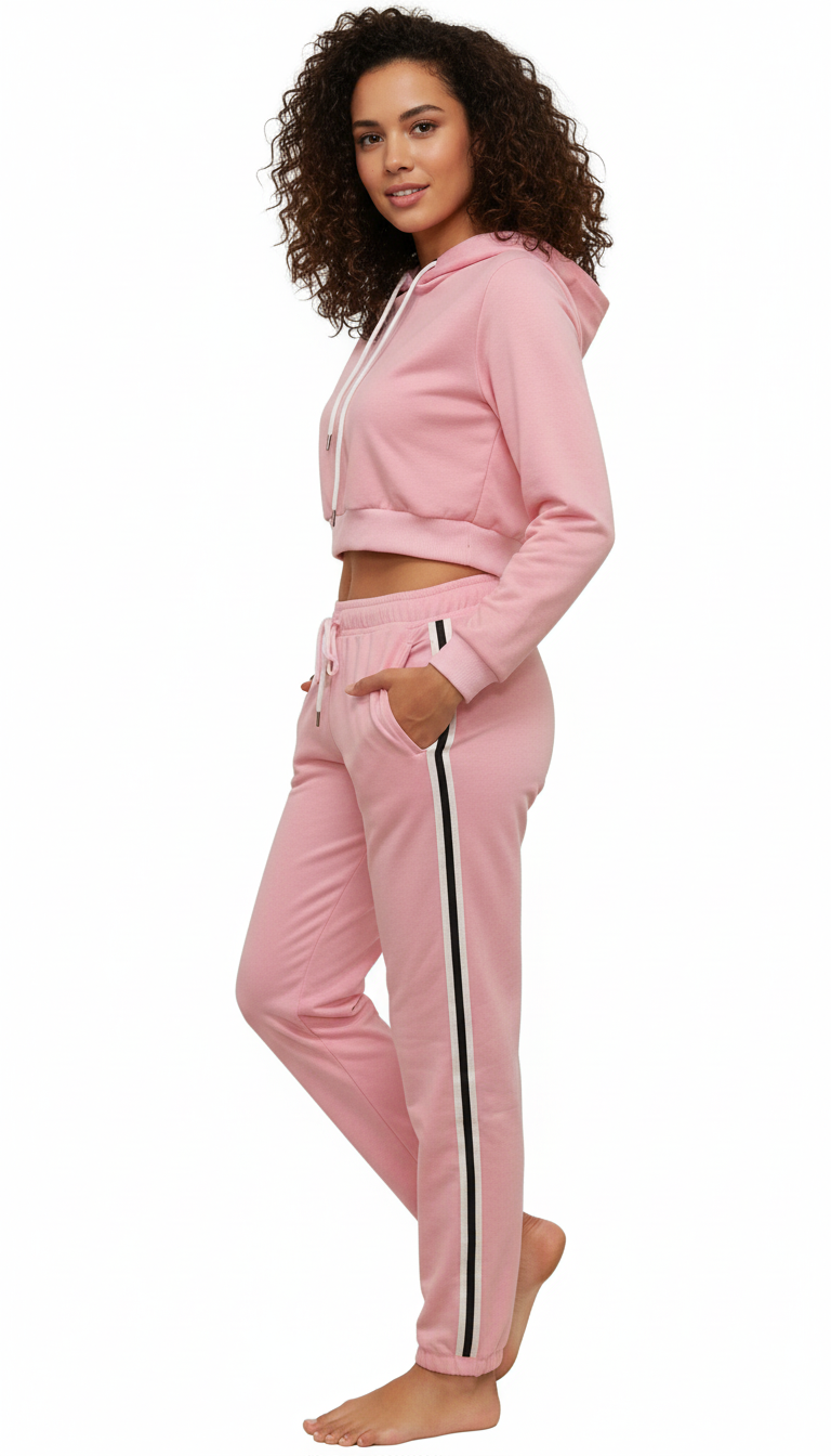 Sandi's - Trendy Cropped Hoodie Trainingspak Set voor Dames