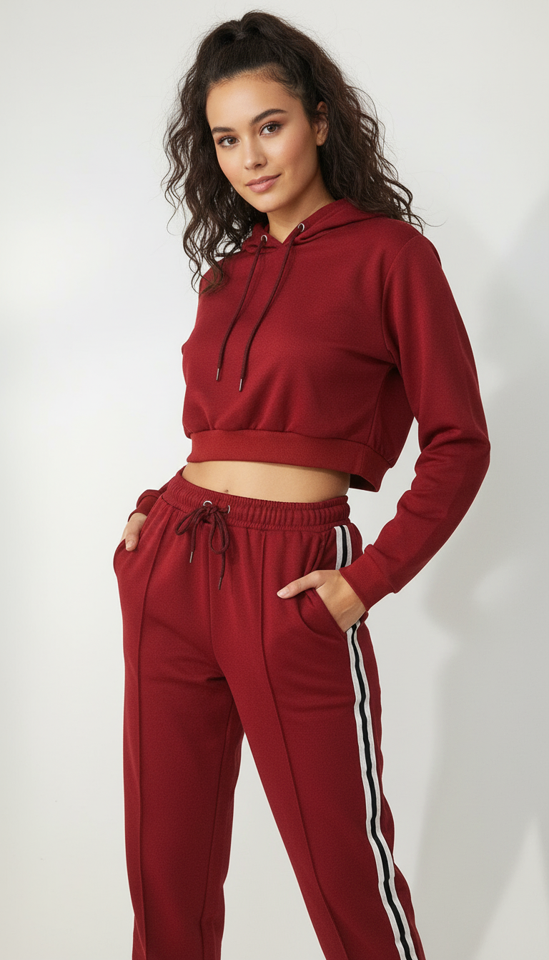 Sandi's - Trendy Cropped Hoodie Trainingspak Set voor Dames