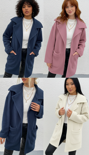 Lorin's - Dames Gextureerde Pluche Stof met Brede Revers Jas