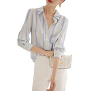 Luna’s - Vrouwen Contrasterende Verticale Gestreepte Blouse