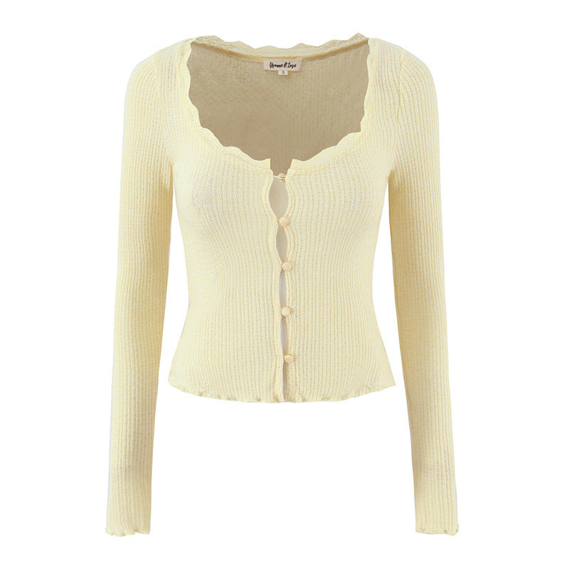 Eva’s - Vrouwen Retro Gebreid Vest met Kanten Kraag