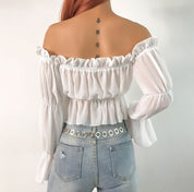 Emma’s - Vrouwen Ruches Longsleeve Blouse met Mesh