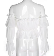 Emma’s - Vrouwen Ruches Longsleeve Blouse met Mesh