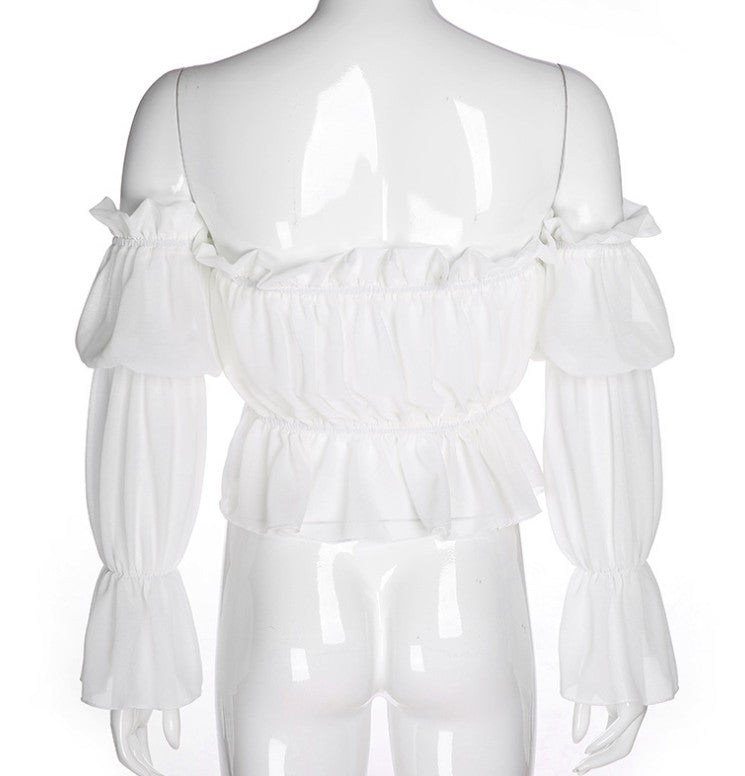 Emma’s - Vrouwen Ruches Longsleeve Blouse met Mesh