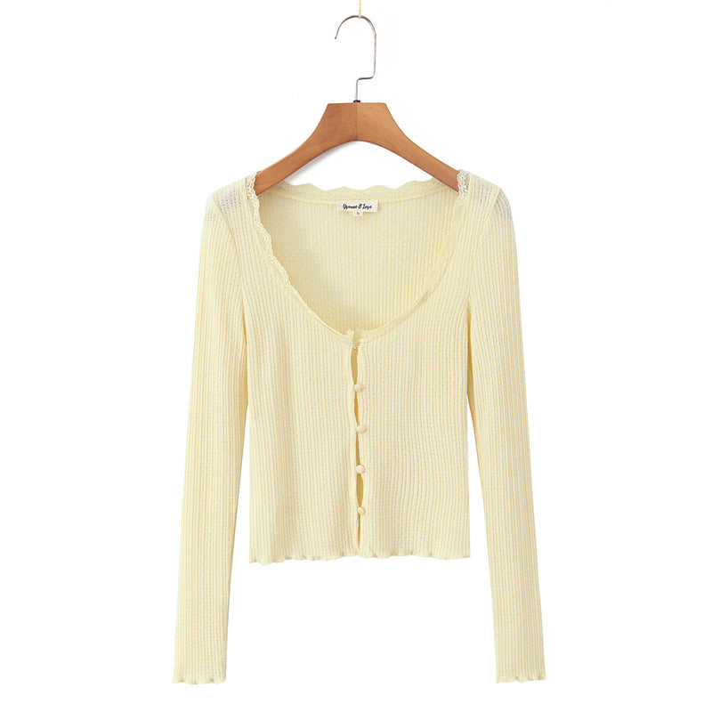 Eva’s - Vrouwen Retro Gebreid Vest met Kanten Kraag