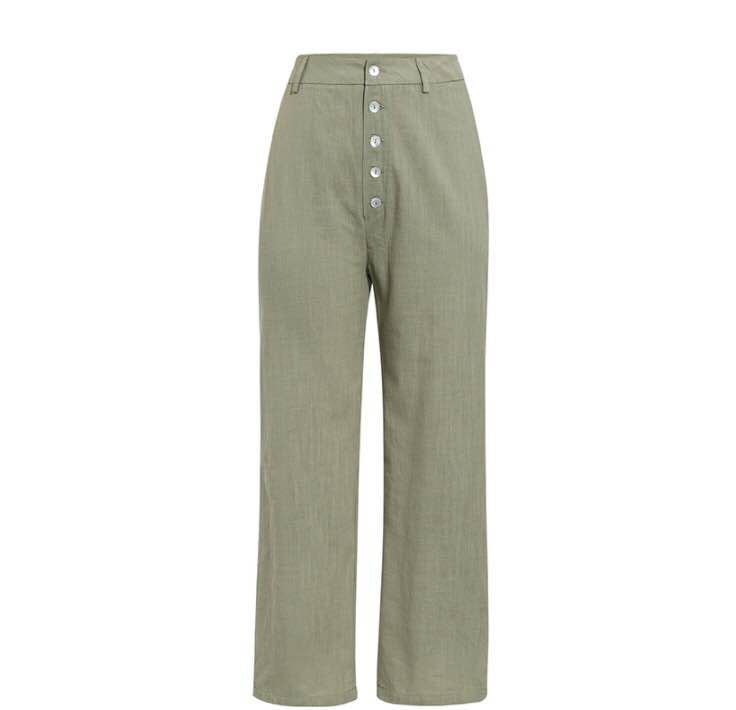 Tess’s - Vrouwen Effen Slim Broek met Knopen