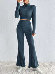 Noor’s - Vrouwen Gebreide Coltrui & Hoge Taille Wijde Broek Set
