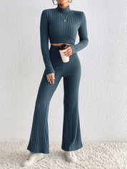 Noor’s - Vrouwen Gebreide Coltrui & Hoge Taille Wijde Broek Set