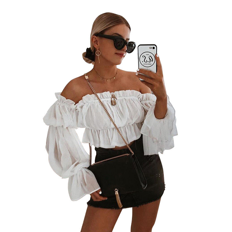 Emma’s - Vrouwen Ruches Longsleeve Blouse met Mesh
