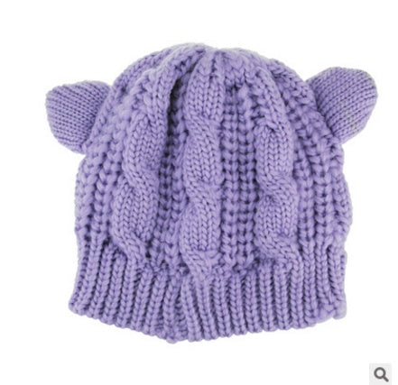 Handgemaakt 3D Kattenoren Gebreide Winter Beanie Met Oortjes