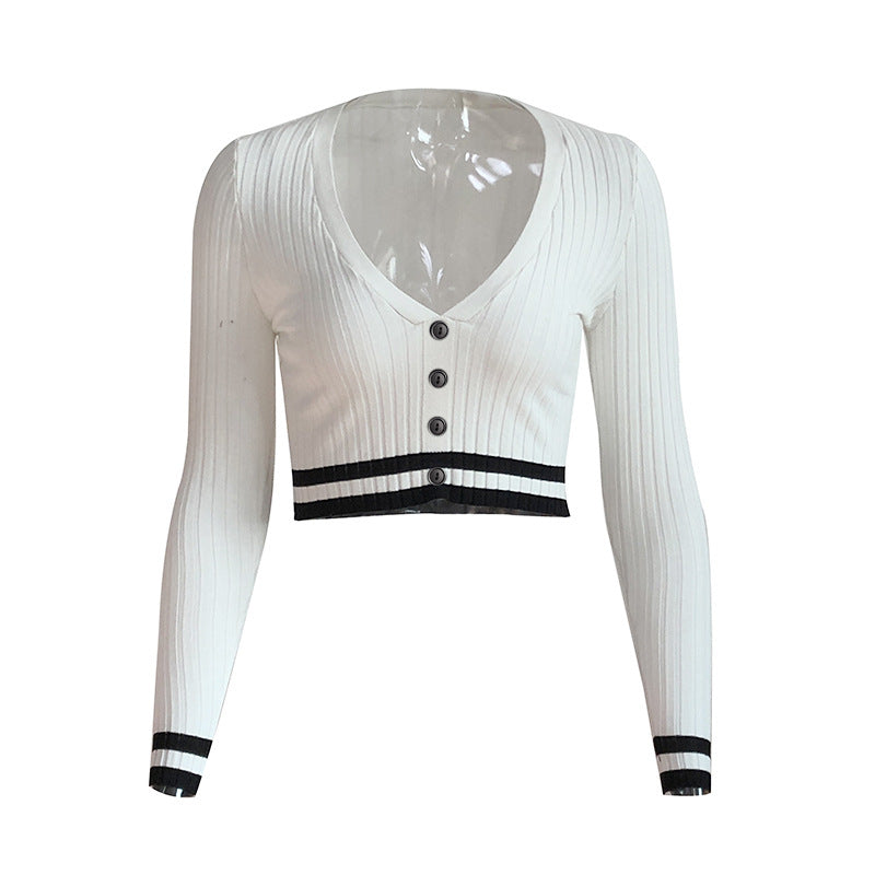 Sophie’s - Vrouwen V-Hals Longsleeve Top met Knopen