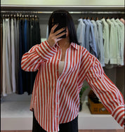Makenzie’s - Vrouwen Lichtgewicht Gestreepte Longsleeve Blouse