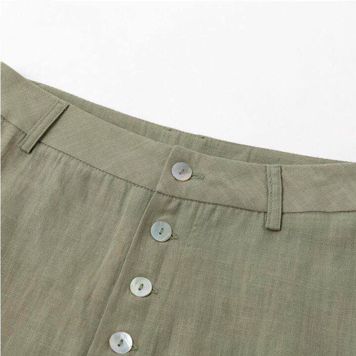 Tess’s - Vrouwen Effen Slim Broek met Knopen