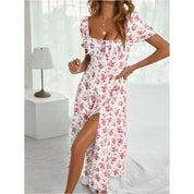 Emma’s - Vrouwen Franse Bloemenprint Slim Fit Jurk met Bandjes