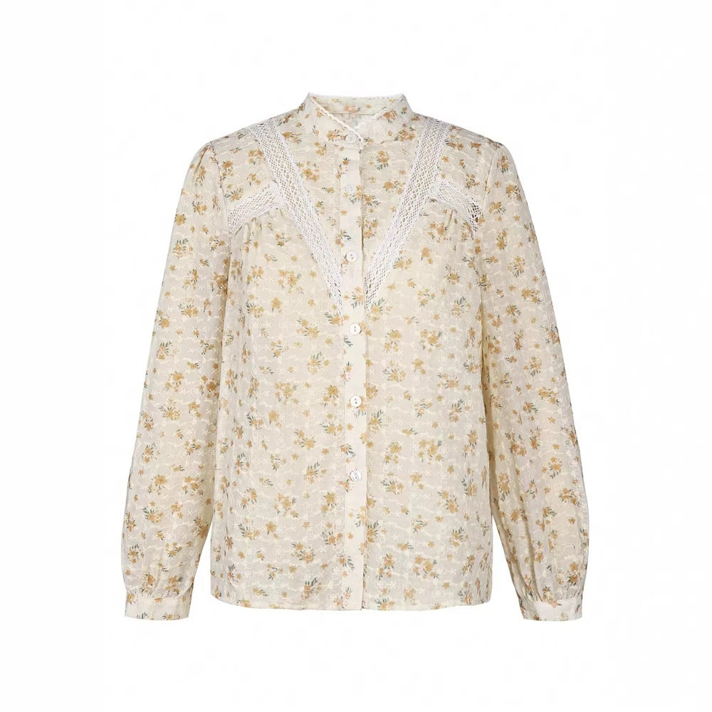 Luna’s - Vrouwen Kanten Panel Bedrukte Blouse