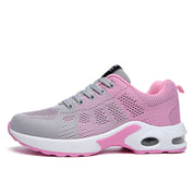 Vrouwenschoenen mesh grijs-roze met luchtgeveer zijkant