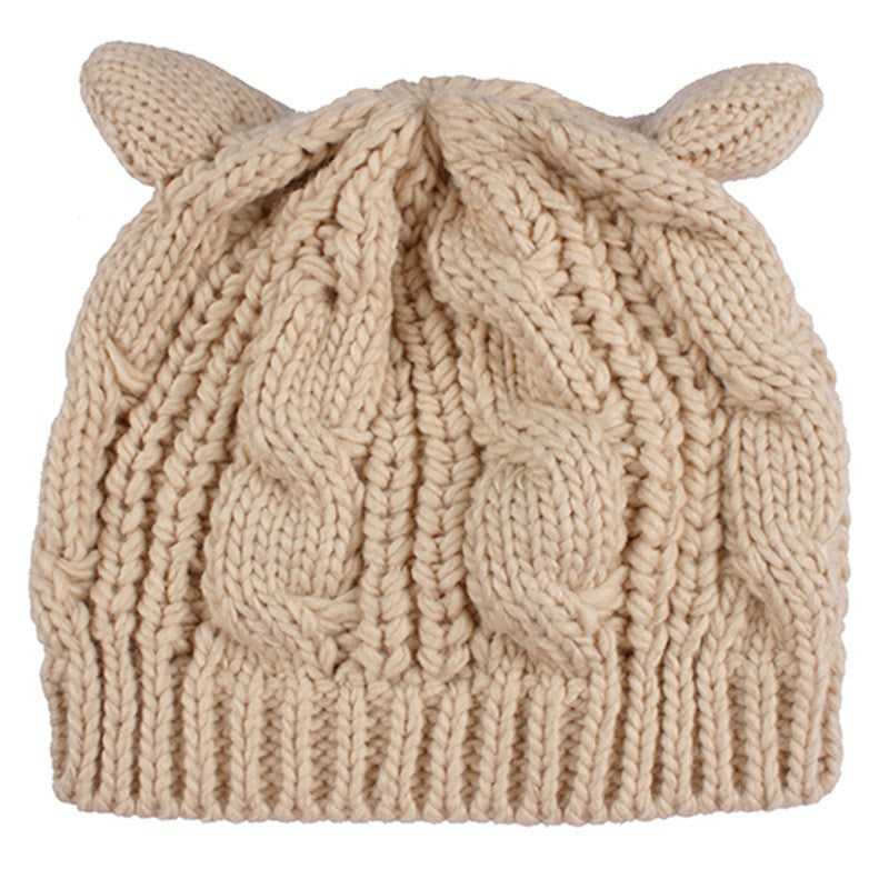 Handgemaakt 3D Kattenoren Gebreide Winter Beanie Met Oortjes