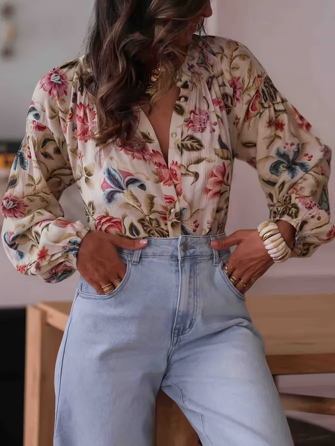 Sophie’s - Vrouwen Bedrukte Longsleeve Blouse