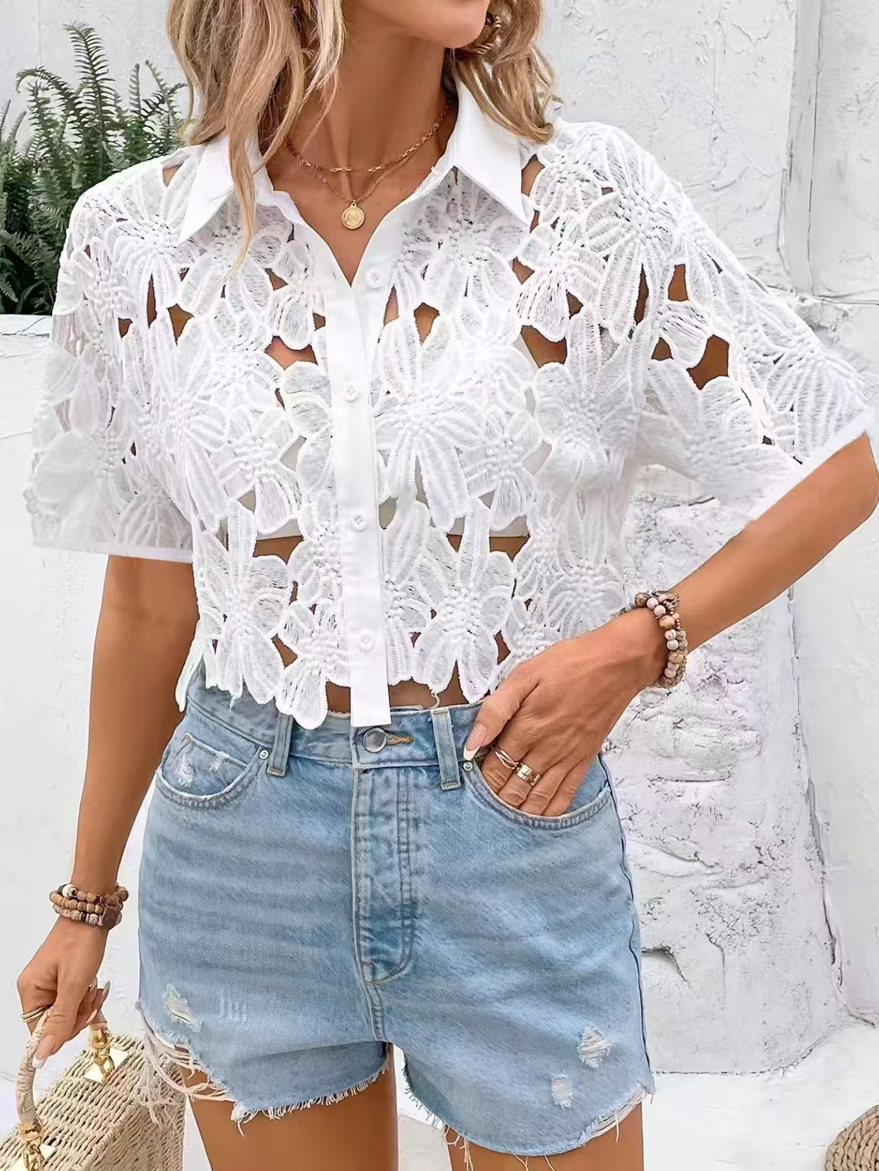 Emma’s - Vrouwen Elegante Effen Blouse