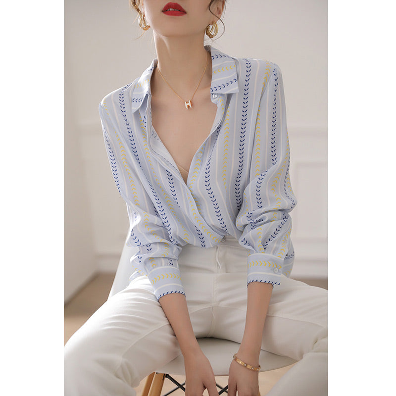 Luna’s - Vrouwen Contrasterende Verticale Gestreepte Blouse