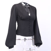 Noor’s - Vrouwen V-Hals Longsleeve Top met Knopen