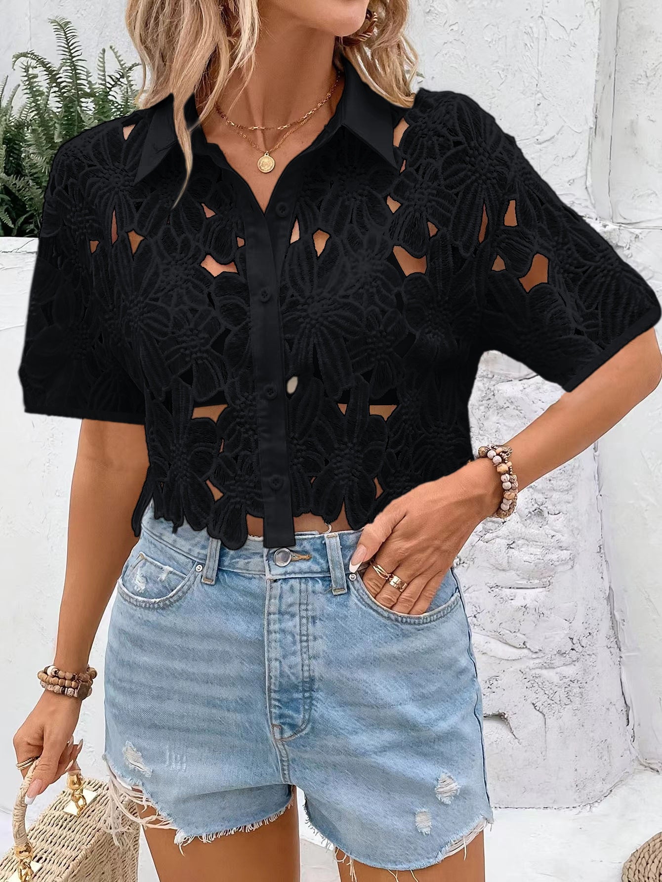 Emma’s - Vrouwen Elegante Effen Blouse