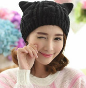 Handgemaakt 3D Kattenoren Gebreide Winter Beanie Met Oortjes