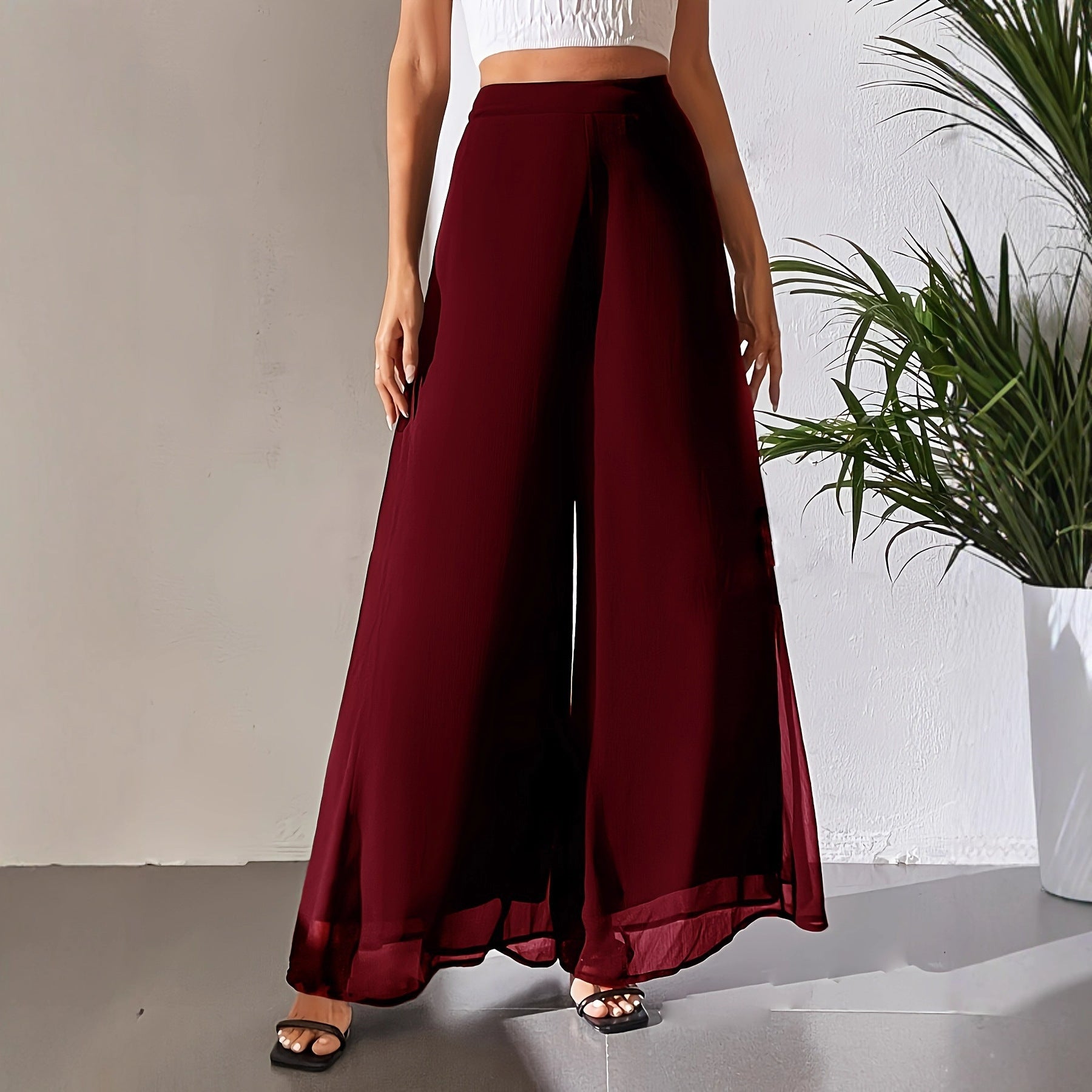Yara’s - Vrouwen Luchtige Chiffon Wijde Broek