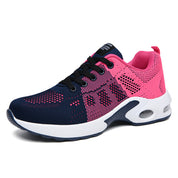 Vrouwen sandalen blauw-roze mesh materiaal vooraanzicht