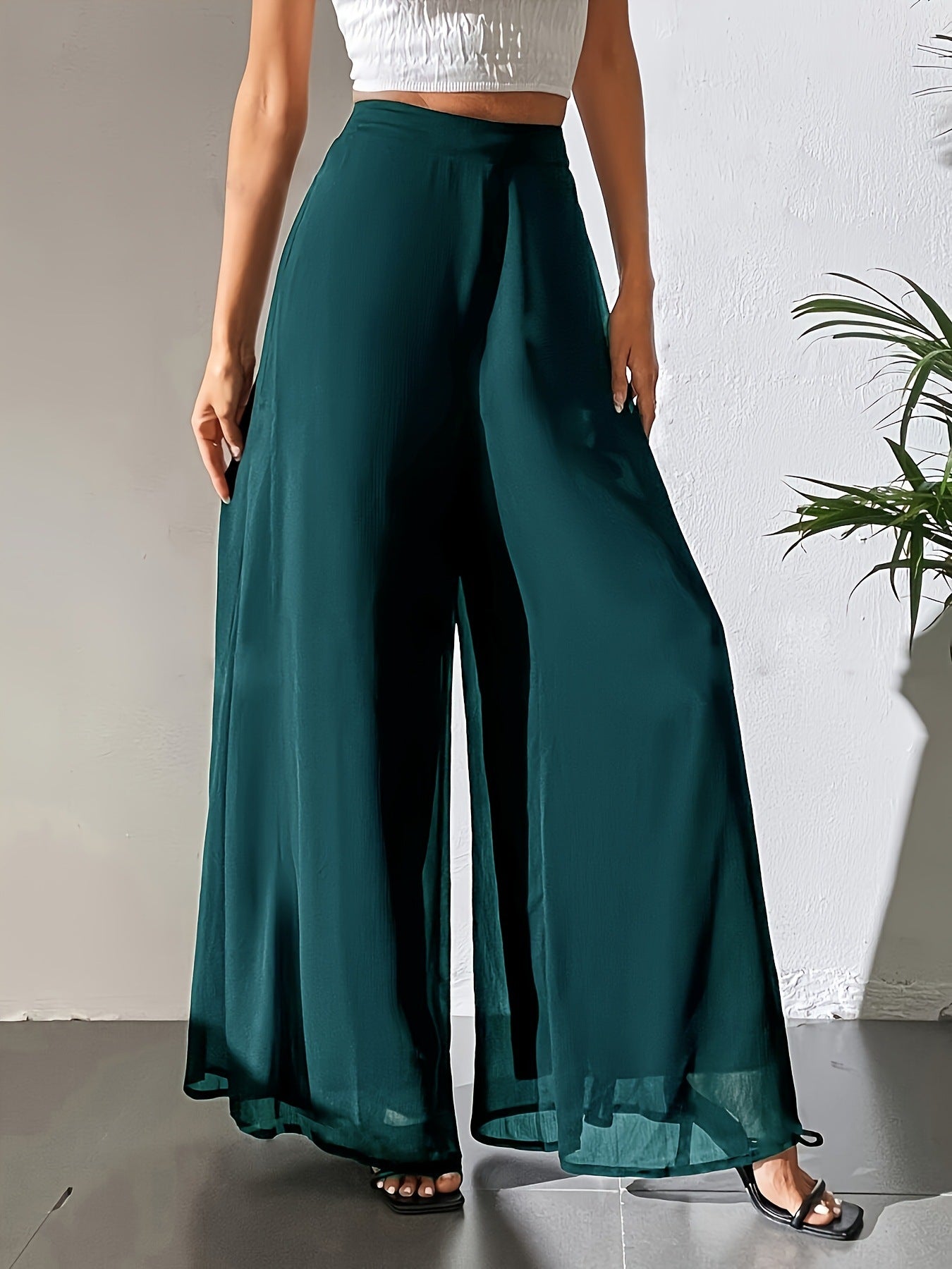 Yara’s - Vrouwen Luchtige Chiffon Wijde Broek
