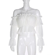 Emma’s - Vrouwen Ruches Longsleeve Blouse met Mesh