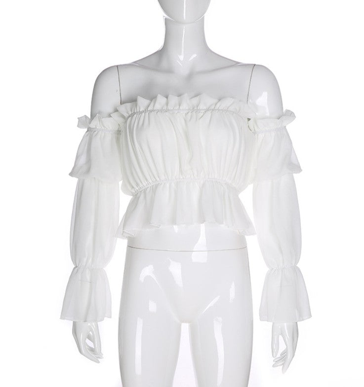 Emma’s - Vrouwen Ruches Longsleeve Blouse met Mesh