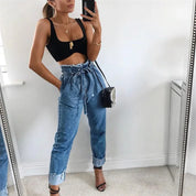 Hoge Taille  Gewassen Denim Jeans Voor Vrouwen