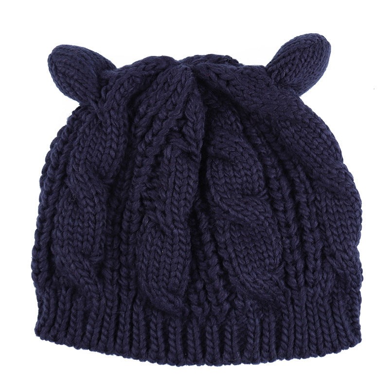 Handgemaakt 3D Kattenoren Gebreide Winter Beanie Met Oortjes