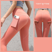 Naadloze Sportlegging Met Zakken Push Up Voor Vrouwen Hoge Taille Fitness Yoga