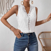 Sophie’s - Vrouwen Kanten Detail Mouwloze Top met Bandjes