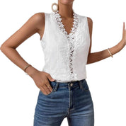 Sophie’s - Vrouwen Kanten Detail Mouwloze Top met Bandjes